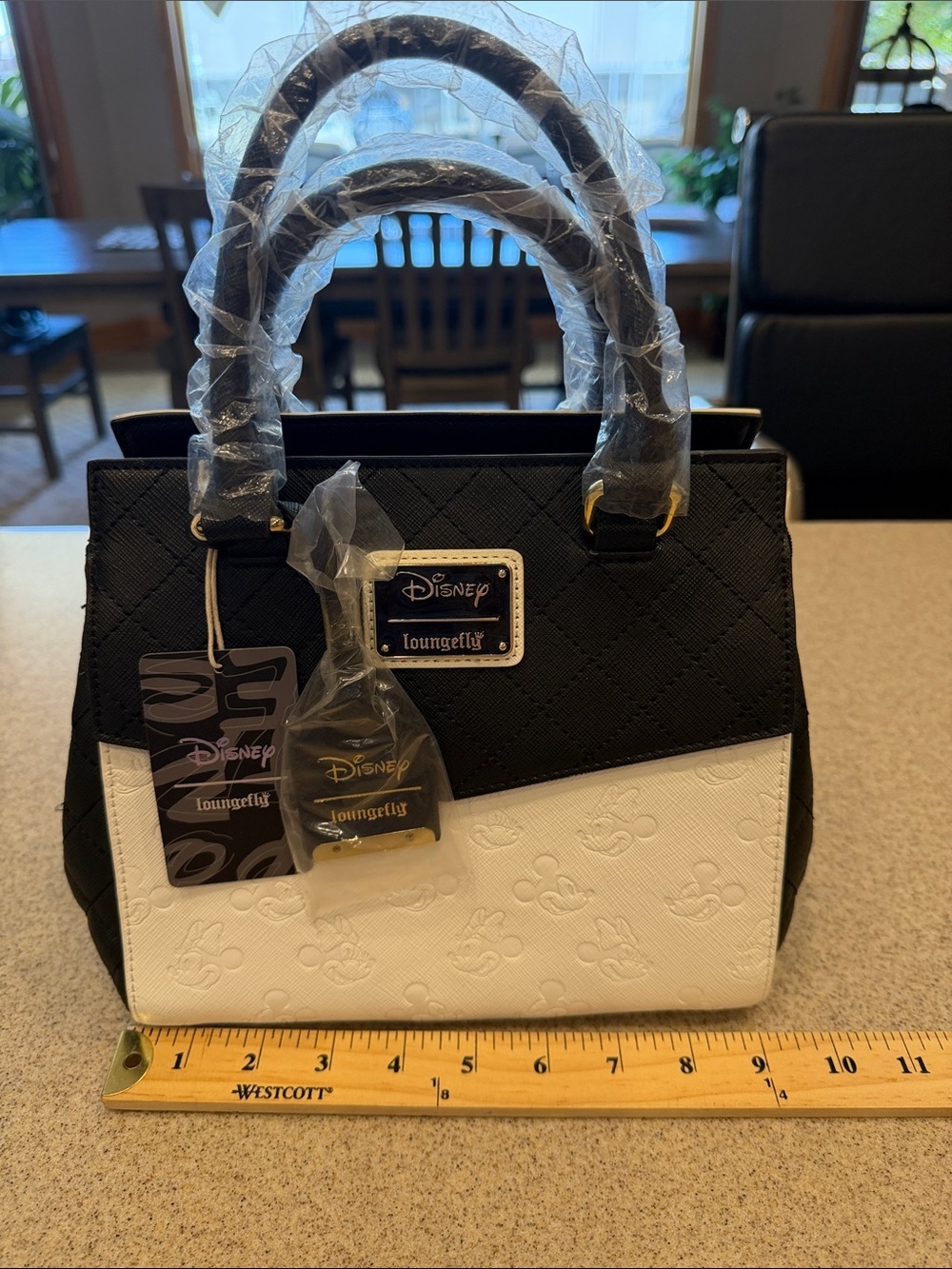 NWT Loungefly Black and White Quilted Disney Mini Satchel